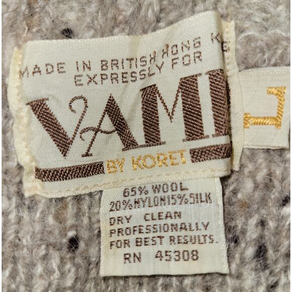 Vintage Wool Silk Blend Cottage Koret Wood Button Vest Sz L - Picture 3 of 4